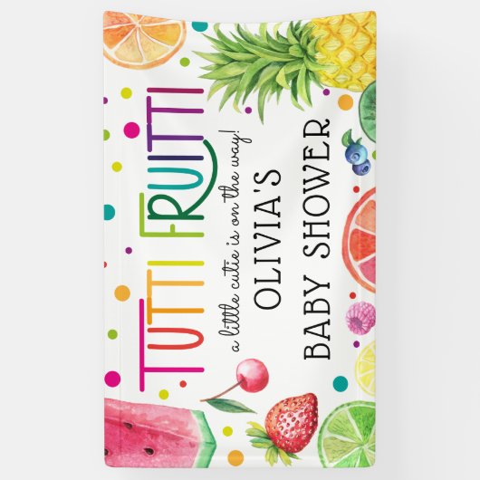Schattige Tutti Fruitti-Baby shower Spandoek (Verticaal)