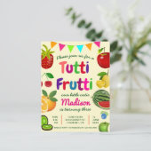 Schattige Tutti Frutti Zomerverjaardagsfeestje Uitnodiging Briefkaart (Staand voorkant)