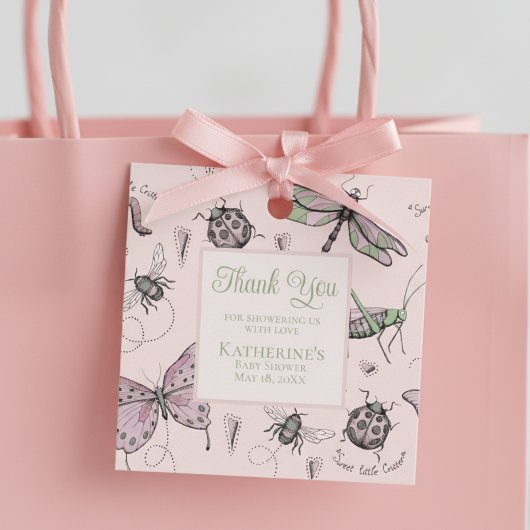 Schattige Tuurinsect Roze Dank Je Bedankjes Labels