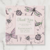 Schattige Tuurinsect Roze Dank Je Bedankjes Labels (Voorkant)