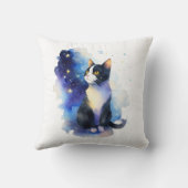 Schattige Tuxedo Cat Waterverf Illustratie Kussen (Achterkant)
