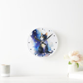 Schattige Tuxedo Cat Waterverf Illustratie Ronde Klok (Huis)