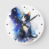 Schattige Tuxedo Cat Waterverf Illustratie