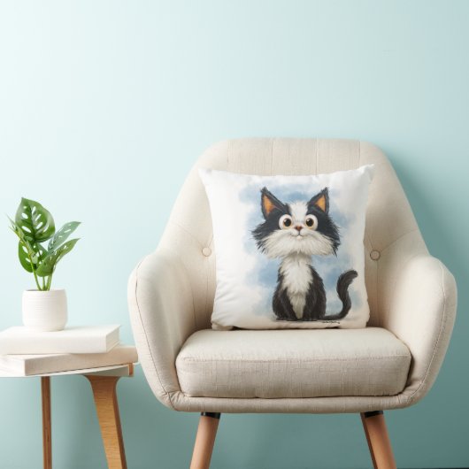 Schattige Tuxedo Kat Cartoon Kussen (Stoel)