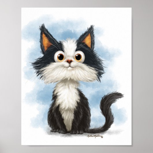 Schattige Tuxedo Kat Cartoon Poster (Voorkant)