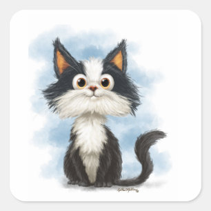 Schattige Tuxedo Kat Cartoon Vierkante Sticker