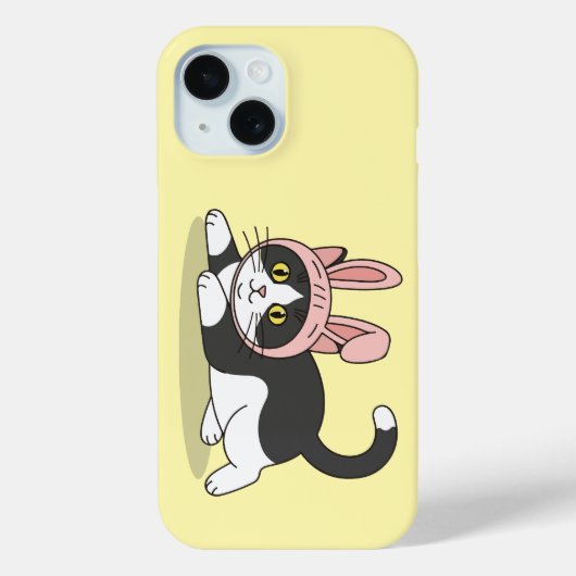Schattige Tuxedo Kat in Konijnenoren Kostuum Esthe Case-Mate iPhone Case (Achterkant)