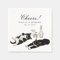 Schattige Tuxedo Katten Vintage Cocktail Bruiloft