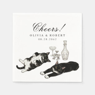 Schattige Tuxedo Katten Vintage Cocktail Bruiloft Servet