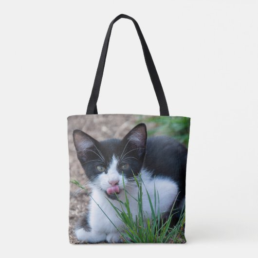 schattige tuxedo kitten tote bag (Achterkant)
