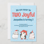 Schattige Twee Blijde Kerstkat Pinguïn 2e Verjaard Kaart (Voorkant)