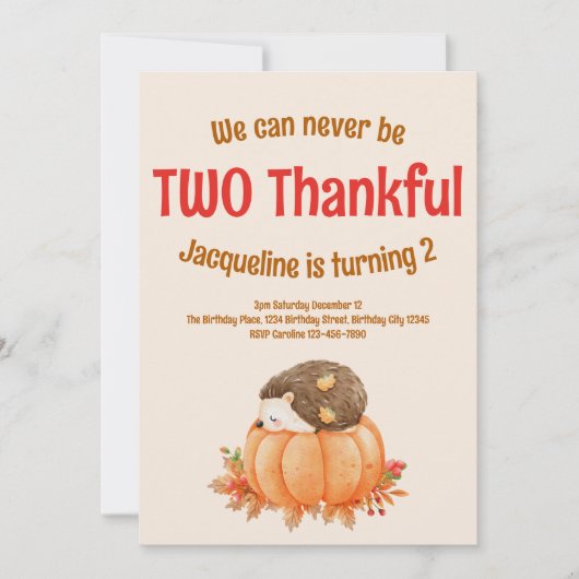 Schattige Twee Dankbare Herfst Thanksgiving 2e Ver Kaart (Voorkant)