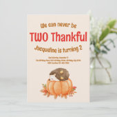 Schattige Twee Dankbare Herfst Thanksgiving 2e Ver Kaart (Staand voorkant)