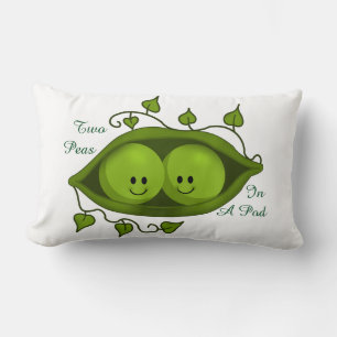 Schattige Twee Erwten In Een Peul Groen Kussen