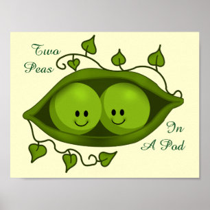 Schattige Twee Erwten In Een Peul Poster