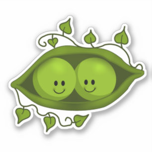 Schattige Twee Erwten In Een Peul Sticker