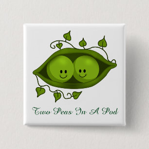 Schattige Twee Erwten In Een Peul Vierkante Button 5,1 Cm