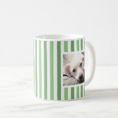 Schattige Twee foto's Gestreept Wit en Sage Groen Koffiemok (Voorkant rechts)