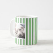 Schattige Twee foto's Gestreept Wit en Sage Groen Koffiemok (Voorkant links)