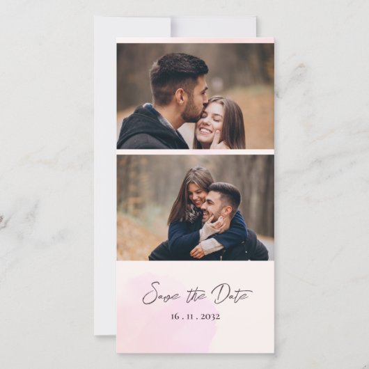Schattige Twee foto's Huwelijk save de datum Uitno Feestdagenkaart (Voorkant)