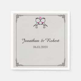 Schattige Twee Grooms Kussen Gay Bruiloft Servet