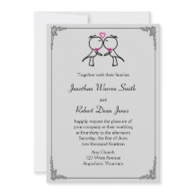 Schattige Twee Grooms Kussen Gay Bruiloft Uitnodig