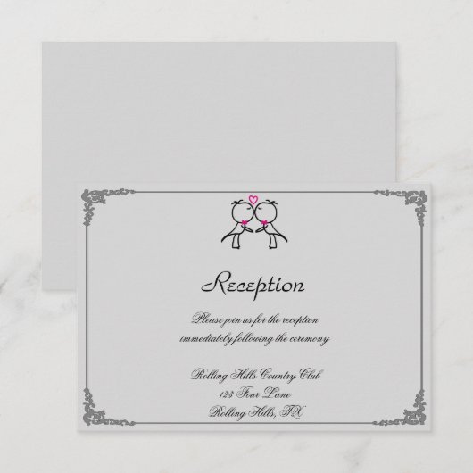 Schattige Twee Grooms Kussen Gay Huwelijksreceptie Kaart (Voorkant / Achterkant)