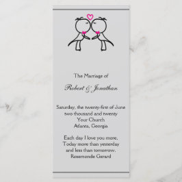 Schattige Twee Grooms Kussen Gay Trouwprogramma Programmakaart