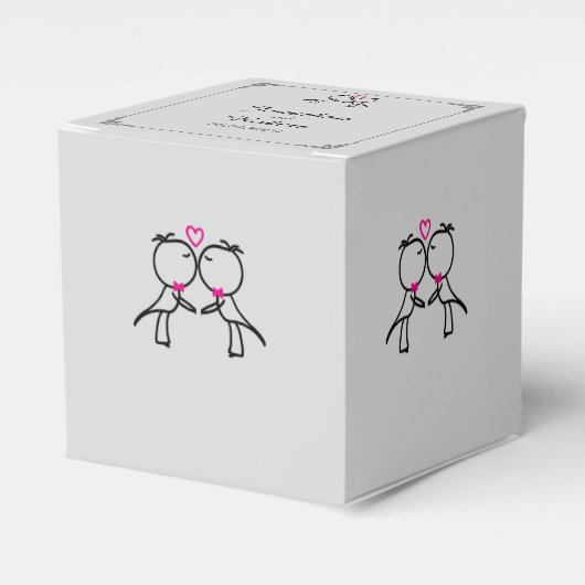 Schattige Twee Grooms Kussen Gay Wedding Favor Box Bedankdoosjes (Voorkant Zijde)