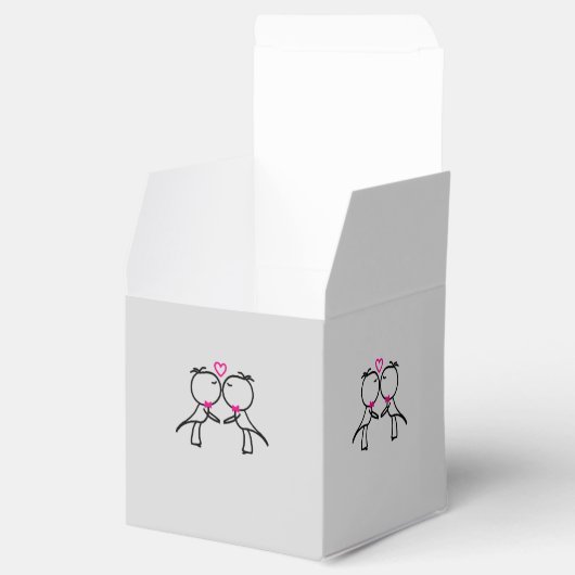 Schattige Twee Grooms Kussen Gay Wedding Favor Box Bedankdoosjes (Geopend)