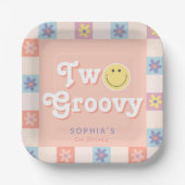 Schattige Twee Groovy Boho 2e verjaardag Papieren Bordje (Voorkant)