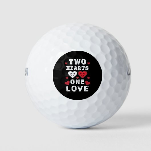 Schattige twee harten één liefde verjaardag Valent Golfballen (Voorkant)