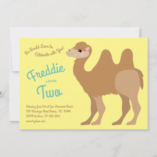 Schattige Twee Hump Camel Kinder 2e Verjaardagsfee Kaart (Voorkant)