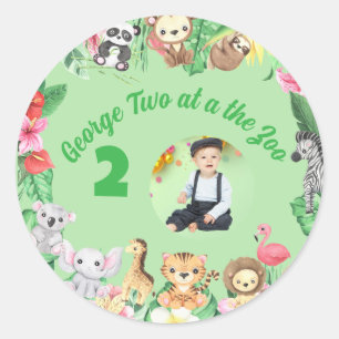 Schattige twee in de dierentuin Jungle Dieren Kind Ronde Sticker