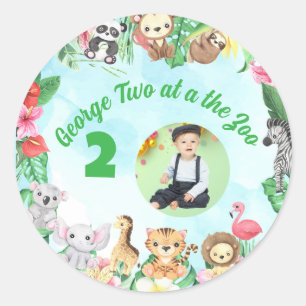 Schattige twee in de dierentuin Jungle Dieren Kind Ronde Sticker