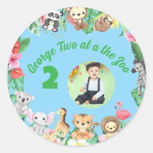 Schattige twee in de dierentuin Jungle Dieren Kind Ronde Sticker