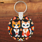 Schattige twee katten sleutelhanger (Voorkant)