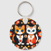 Schattige twee katten sleutelhanger (Achterkant)