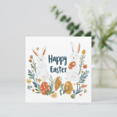 Schattige twee konijnen paas Kaart (Staand voorkant)