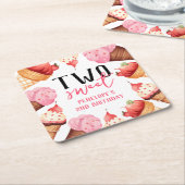 Schattige twee lieve meisje 2e verjaardagsfeestje kartonnen onderzetters (Schuin)