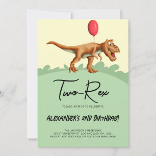 Schattige Twee-Rex Dinosaurus Verjaardagsfeest Kaart