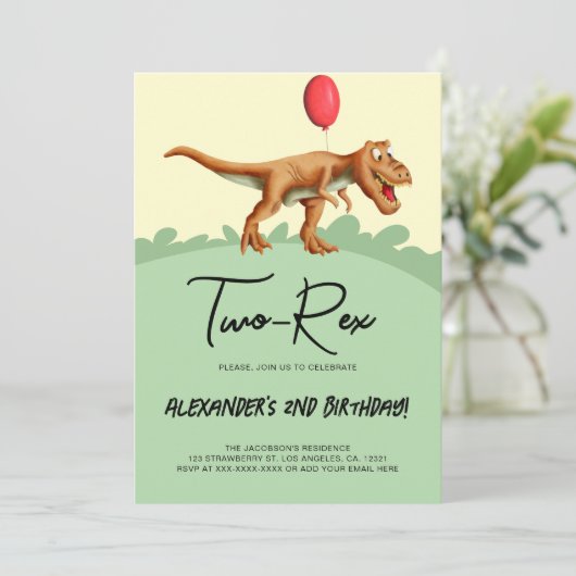 Schattige Twee-Rex Dinosaurus Verjaardagsfeest Kaart (Staand voorkant)