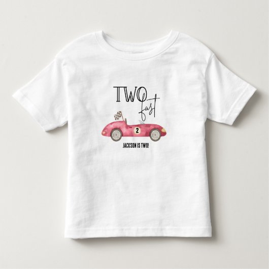 Schattige TWEE Snelle Rode Race auto 2e verjaardag Kinder Shirts (Voorkant)