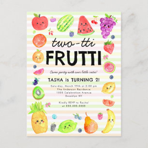 Schattige TWEE-tit Frutti Zomerfruit 2e Verjaardag Briefkaart