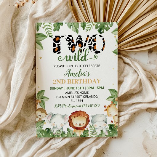 Schattige Twee Wilde Safari Dieren Verjaardagsuitn Kaart