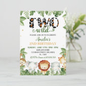 Schattige Twee Wilde Safari Dieren Verjaardagsuitn Kaart (Staand voorkant)