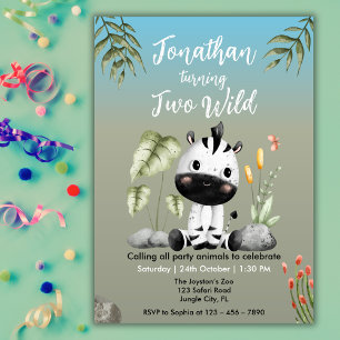 Schattige twee wilde safari zebra kinderen 2e verj kaart