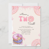 Schattige Twee Zoete Roze Donut Meisje 2e Verjaard Kaart (Voorkant)