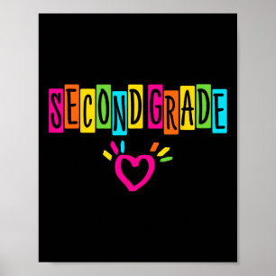 Schattige tweede klas hart eerste schooldag meisje poster