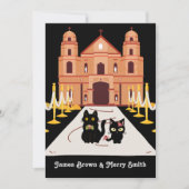 Schattige tweekleurige kerkbruiloft kaart (Voorkant)